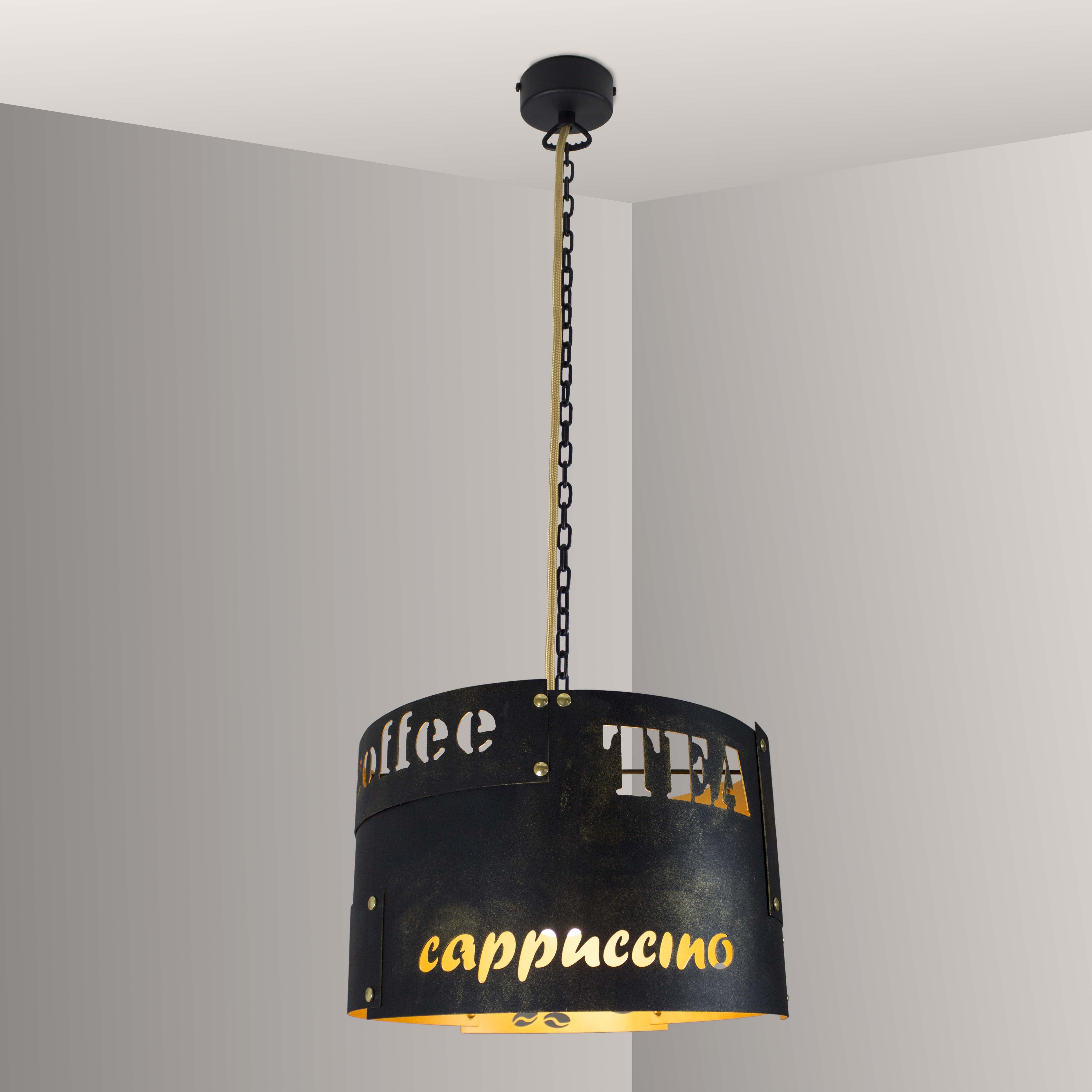Suspension lamp Coffee break black / gold red