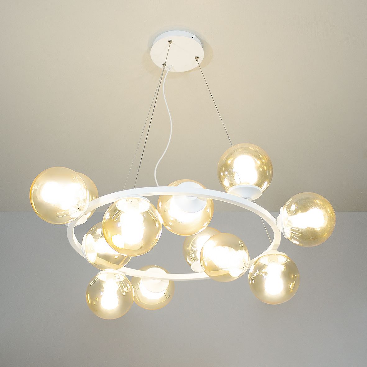 Suspension lamp Frost white / brown