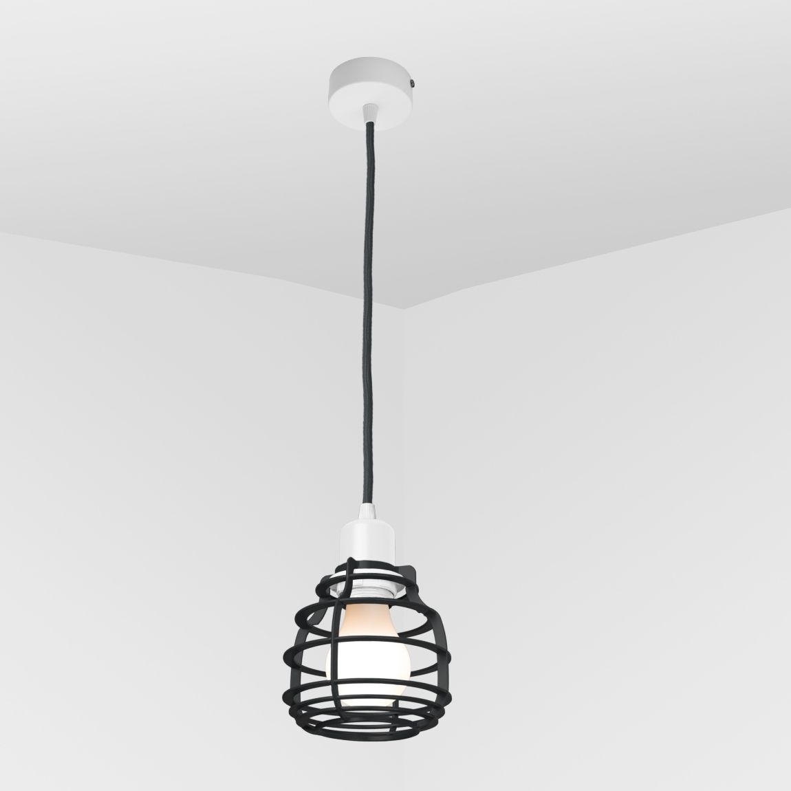 Suspension lamp Ara white / black