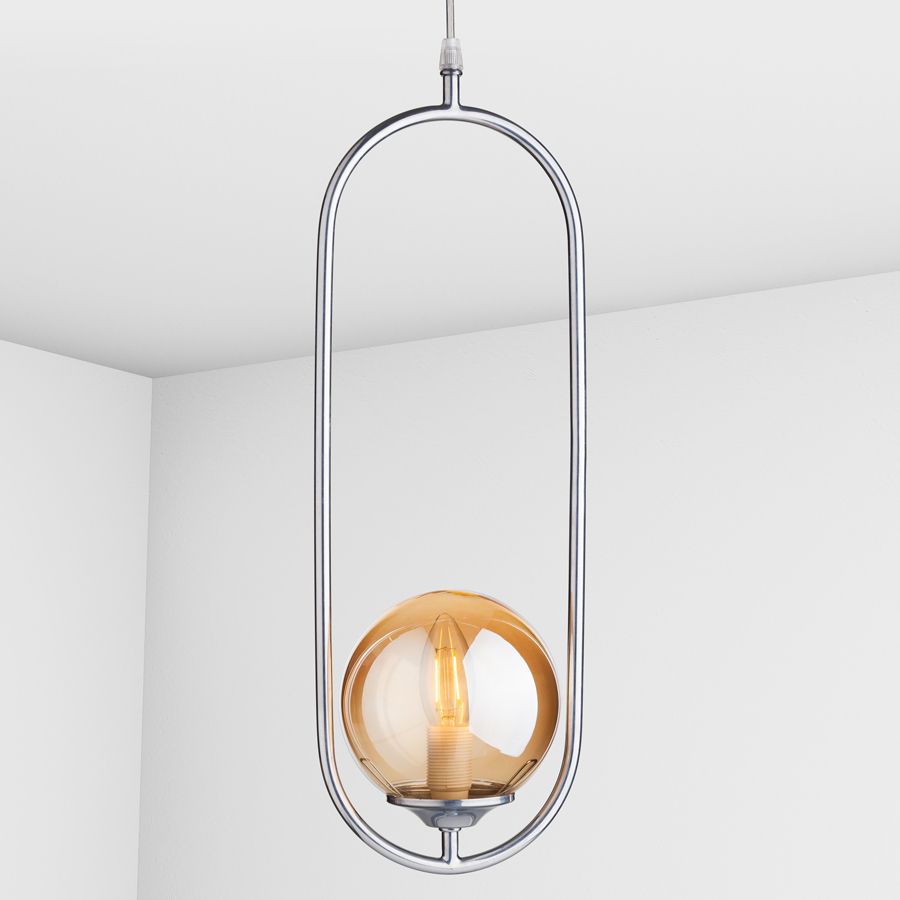 Suspension lamp Twins chrome / brown