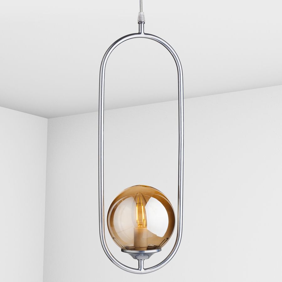 Suspension lamp Twins chrome / black smoke