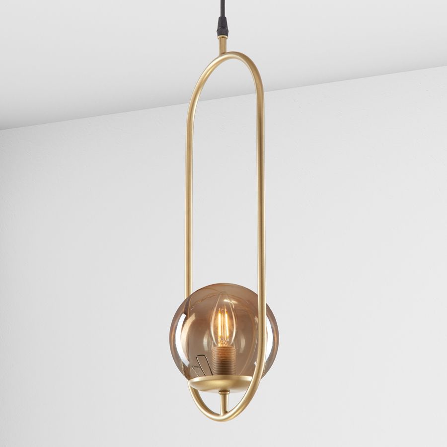 Suspension lamp Twins gold / brown