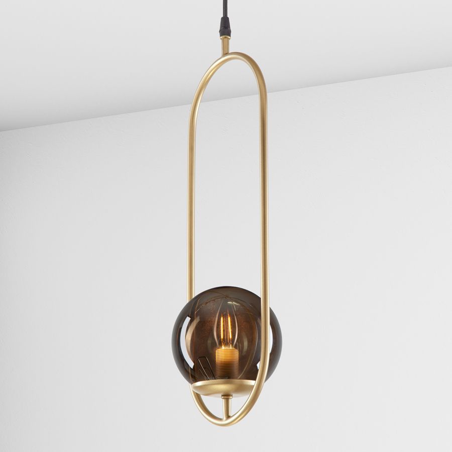 Suspension lamp Twins gold / black smoke