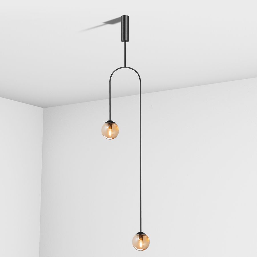 Suspension lamp Leister black / brown