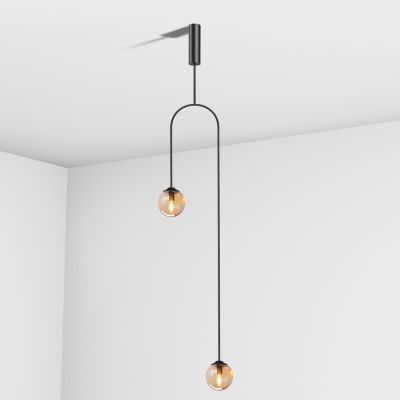 Suspension lamp Leister black / brown