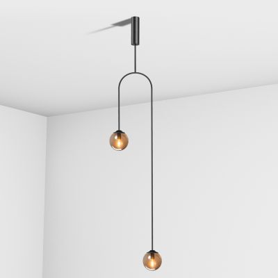 Suspension lamp Leister black / black smoke