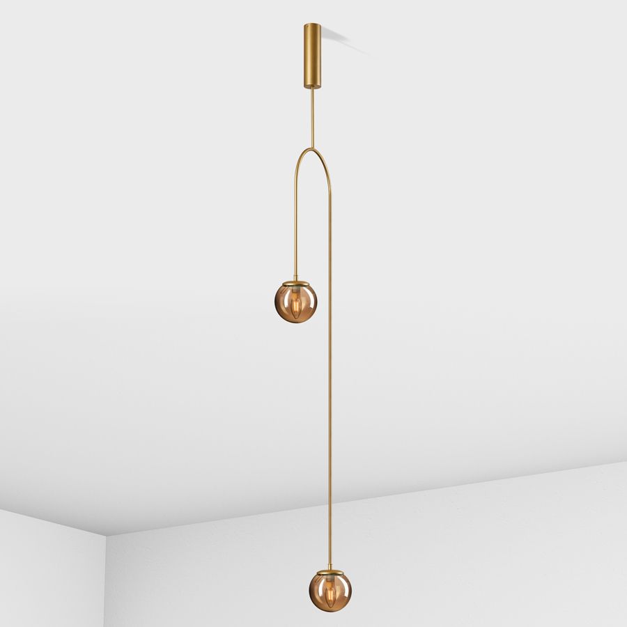 Suspension lamp Leister gold / black smoke