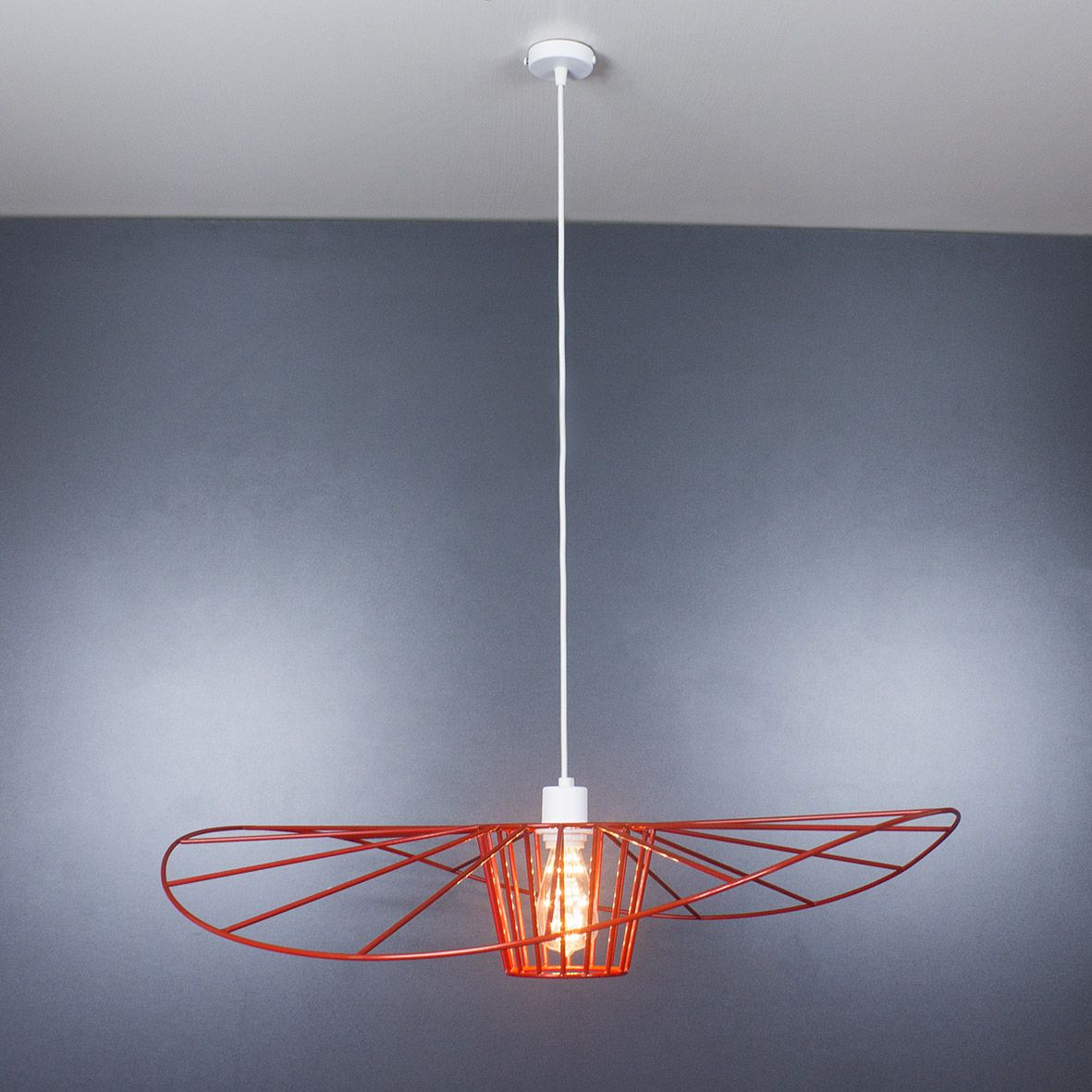 Suspension lamp Lady red / white