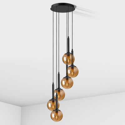 Suspension lamp Spiral black / black smoke