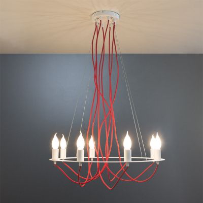 Suspension lamp Calypso white / red