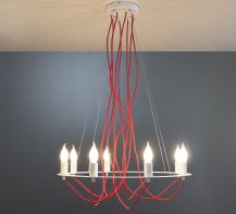 Suspension lamp Calypso white / red