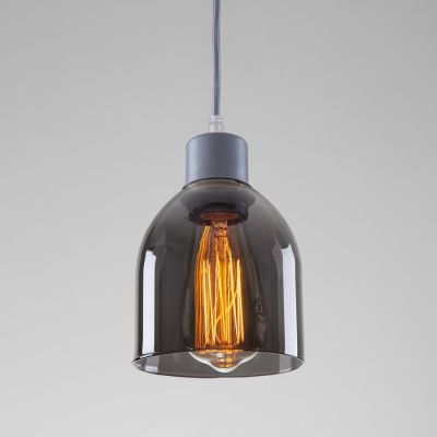 Suspension lamp Belo silver / black smoke