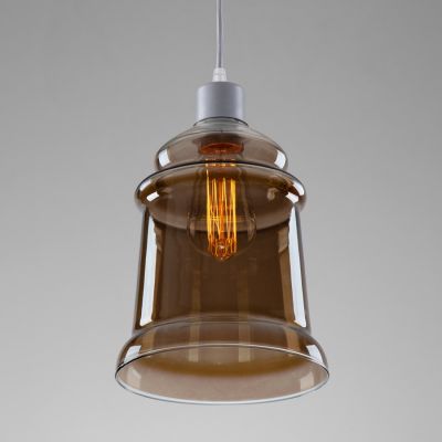 Suspension lamp Bell silver / honey