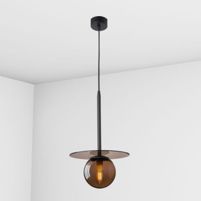 Suspension lamp Melchior caramel / black smoke