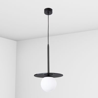 Suspension lamp Melchior black smoke / white
