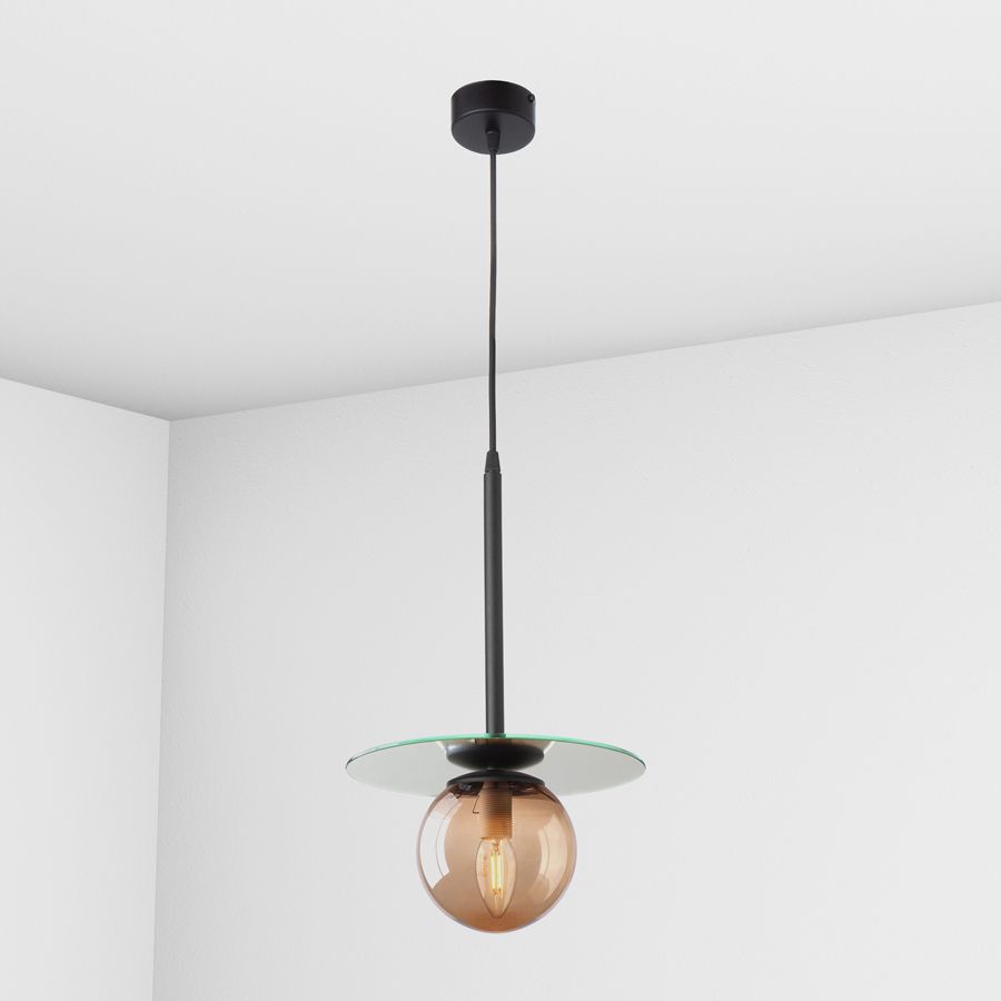 Suspension lamp Melchior mirror / caramel