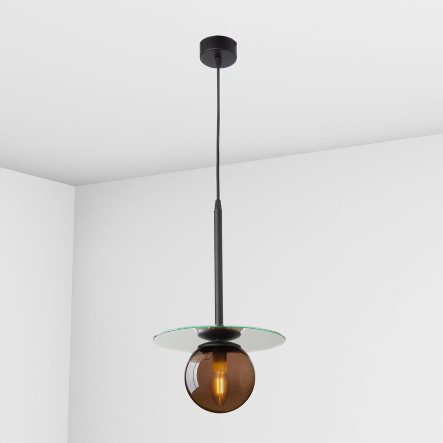 Suspension lamp Melchior mirror / black smoke