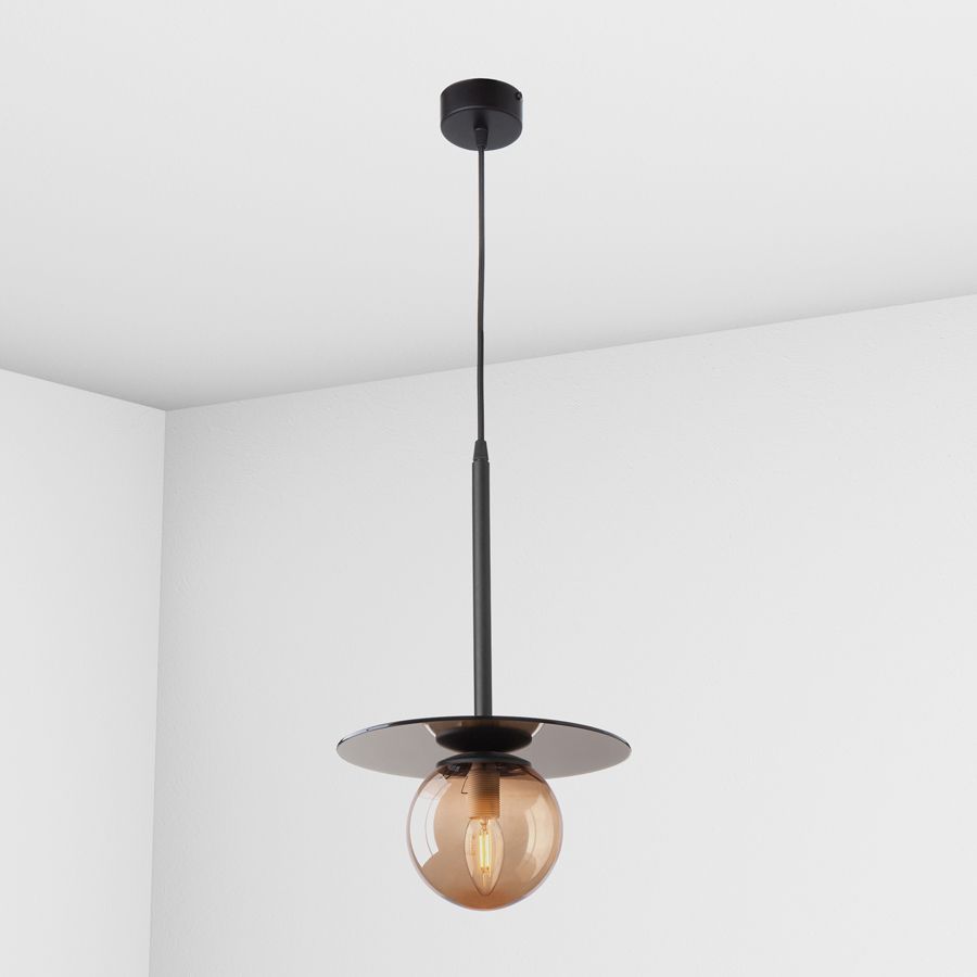 Suspension lamp Melchior dark mirror / caramel
