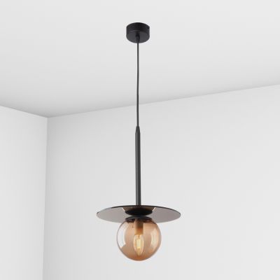 Suspension lamp Melchior dark mirror / caramel