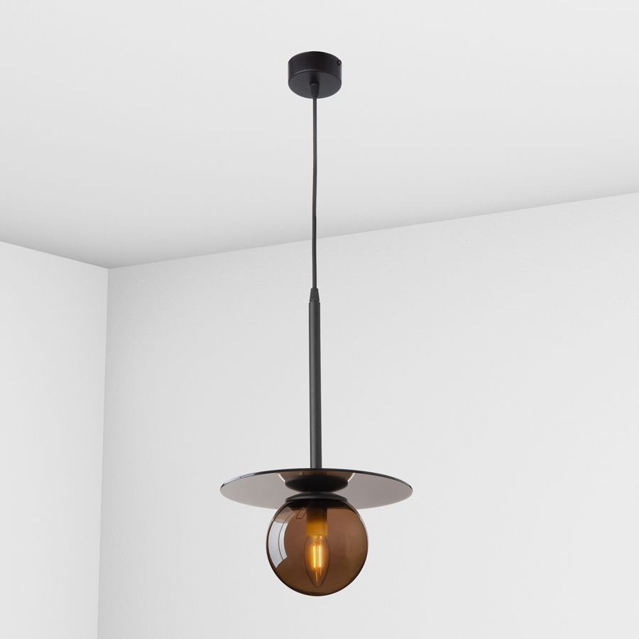 Suspension lamp Melchior dark mirror / black smoke