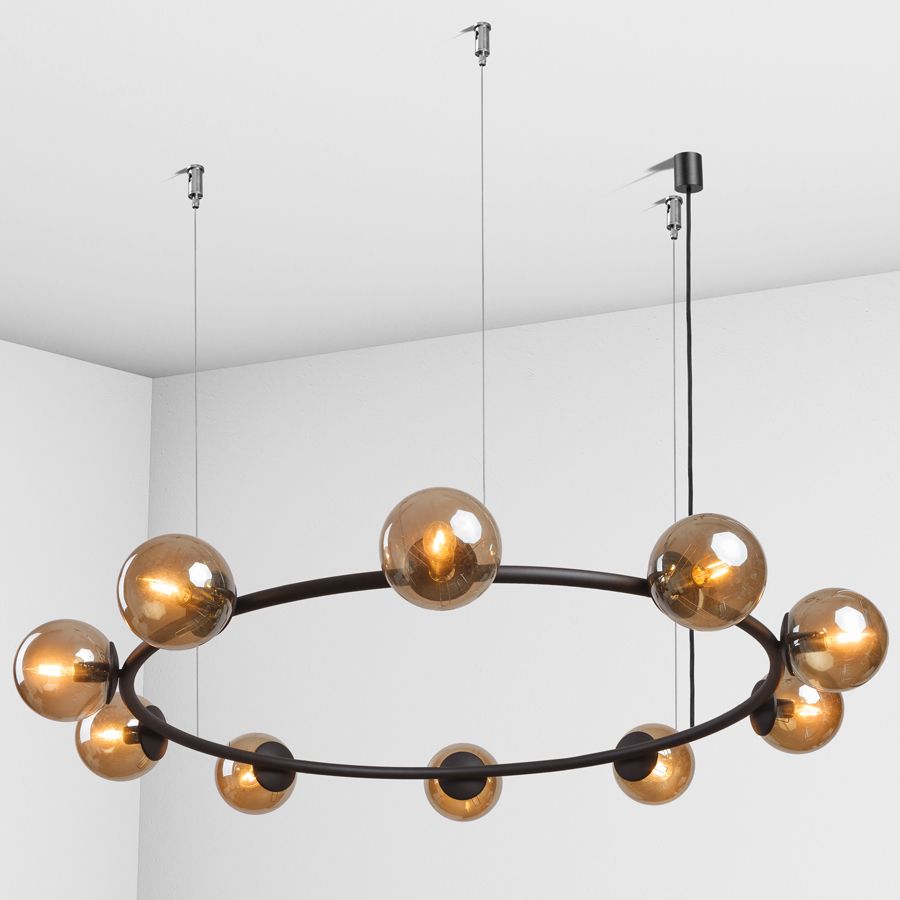 Suspension lamp Gayle black / black smoke