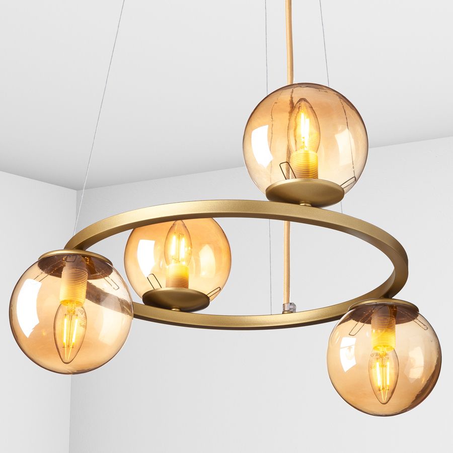 Suspension lamp Dori gold / caramel