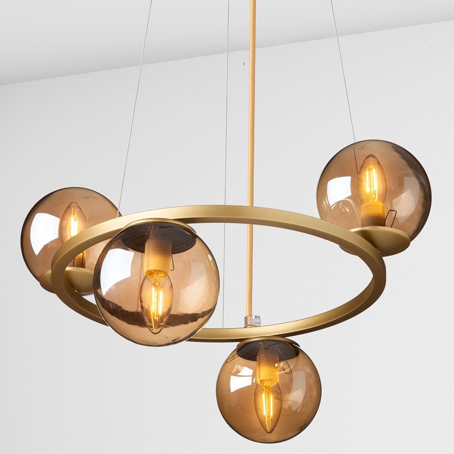 Suspension lamp Dori gold / black smoke