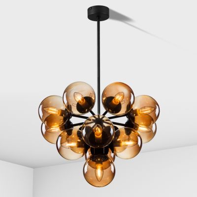 Suspension lamp Raceme black / brown