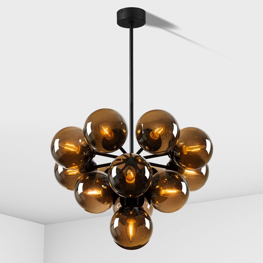 Suspension lamp Raceme black / black smoke