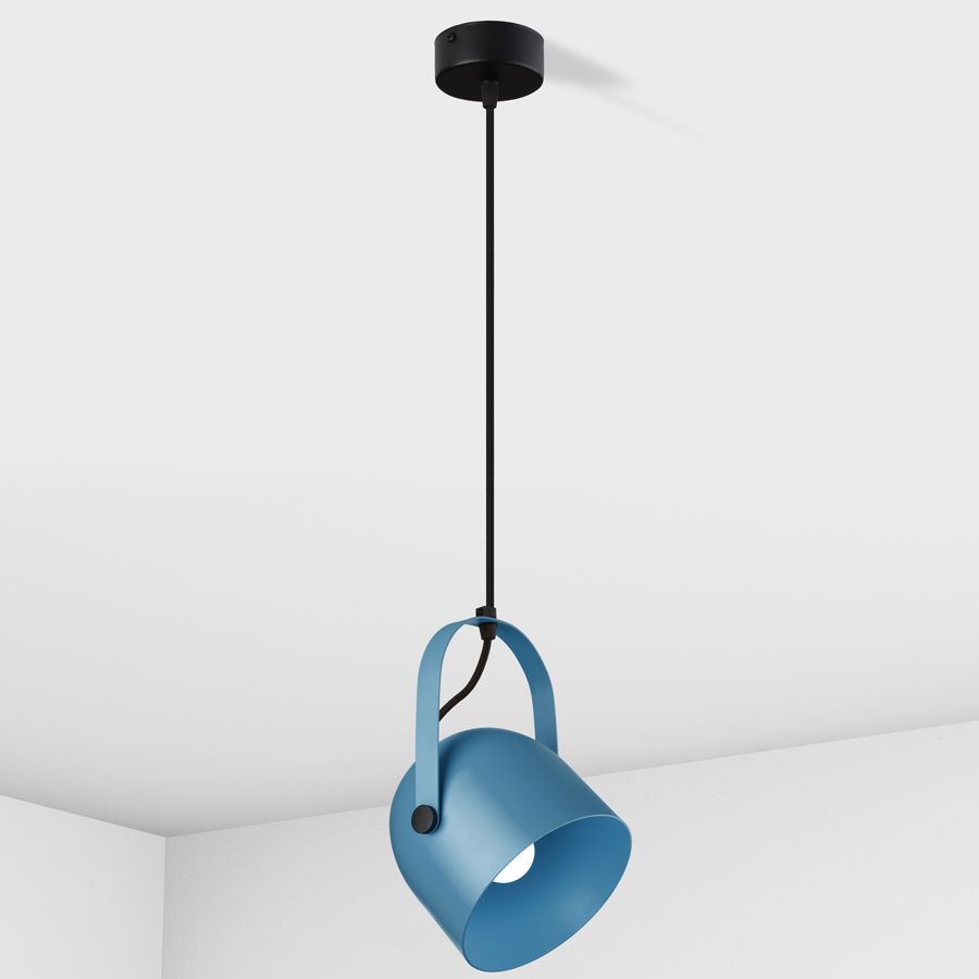 Suspension lamp Veli blue RAL 5024 / black